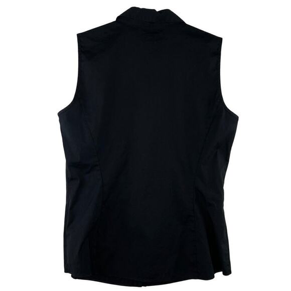 Lafayette 148 Black Pleated Collar Button Up Top Size 10 Minimalist Quiet Luxury - Picture 2 of 7